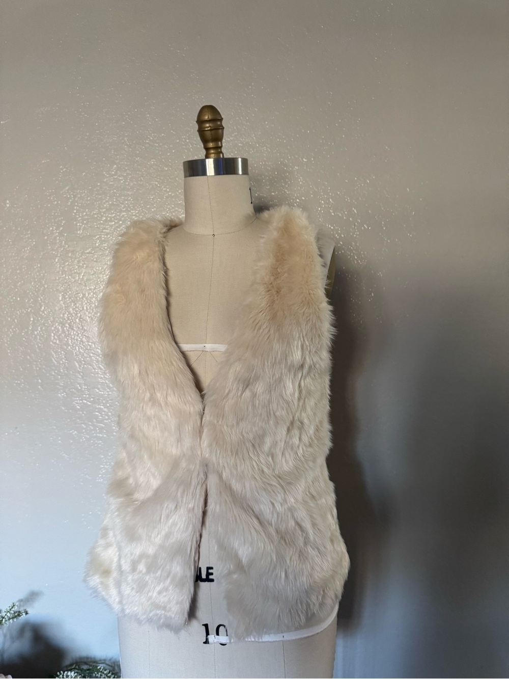 Faux Fur Sleeveless Vest - Cream